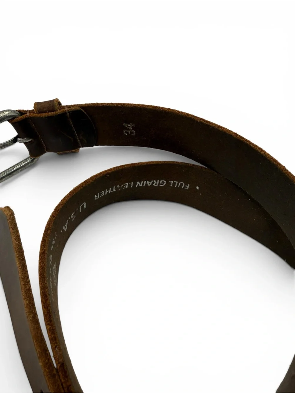 Brown Genuine Leather Unisex Belt with Metal Buckle